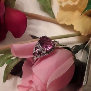 NEW 925 STERLING S JTV PINK TOPAZ RING, SIZE 8